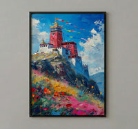 Potala Palace Art, Tibet Mountain Decor - Colorful Flag Print