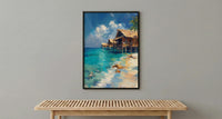 Maldives Ocean Art, Water Bungalow Decor - Tropical Summer