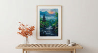 Borobudur Wall Art, Stone Stupa Decor - Indonesia Sunrise