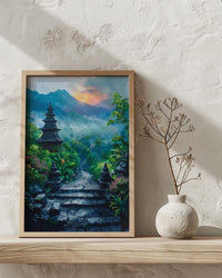 Borobudur Wall Art, Stone Stupa Decor - Indonesia Sunrise