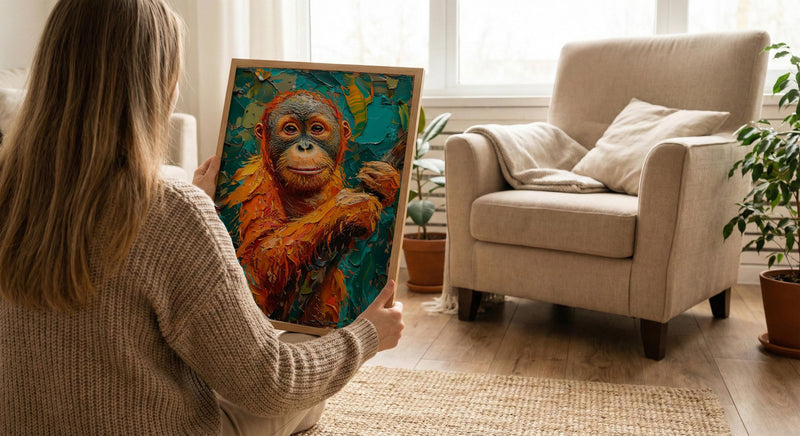 Orangutan Art Print, Borneo Jungle Decor - Tropical Canopy Poster