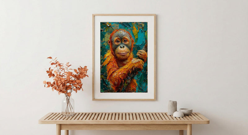Orangutan Art Print, Borneo Jungle Decor - Tropical Canopy Poster