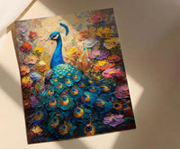 Blue Peacock Wall Art, India Palace Decor - Ornate Royal Garden