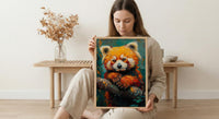 Red Panda Poster, Himalayan Nature Decor - Mossy Tree Branch Art