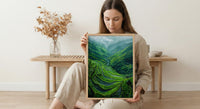 Rice Terrace Art Print, Emerald Green Decor - Curved Landscape