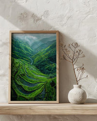 Rice Terrace Art Print, Emerald Green Decor - Curved Landscape
