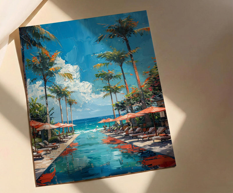Bali Beach Club Art, Ocean Infinity Pool - Summer Parasol Decor