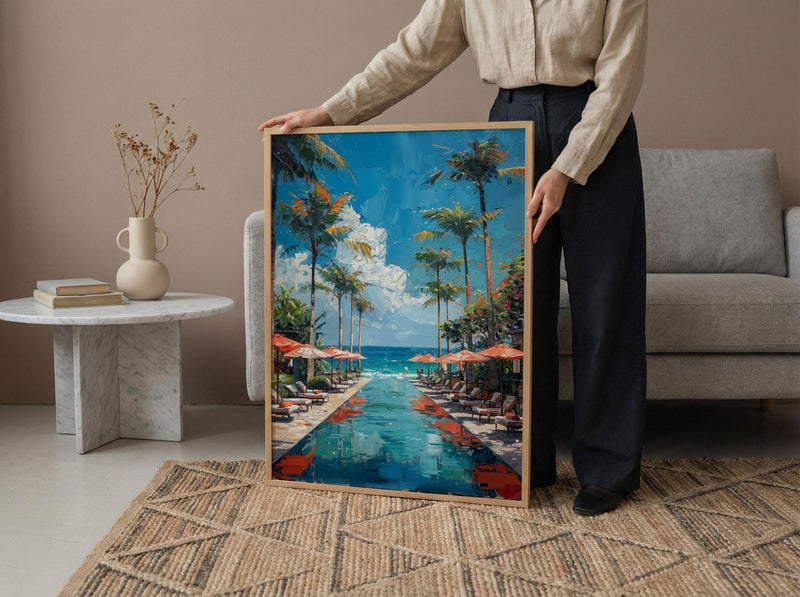 Bali Beach Club Art, Ocean Infinity Pool - Summer Parasol Decor
