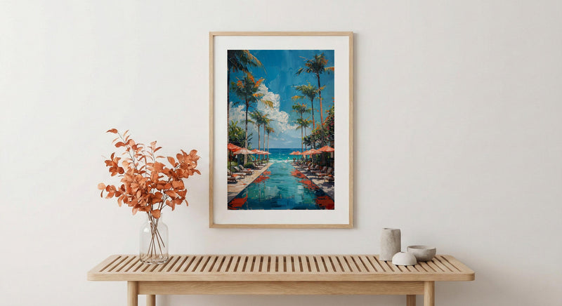 Bali Beach Club Art, Ocean Infinity Pool - Summer Parasol Decor