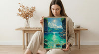 Palawan Lagoon Art Print, Emerald Water Decor - Dark Limestone