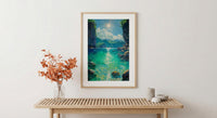Palawan Lagoon Art Print, Emerald Water Decor - Dark Limestone