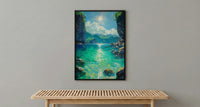 Palawan Lagoon Art Print, Emerald Water Decor - Dark Limestone