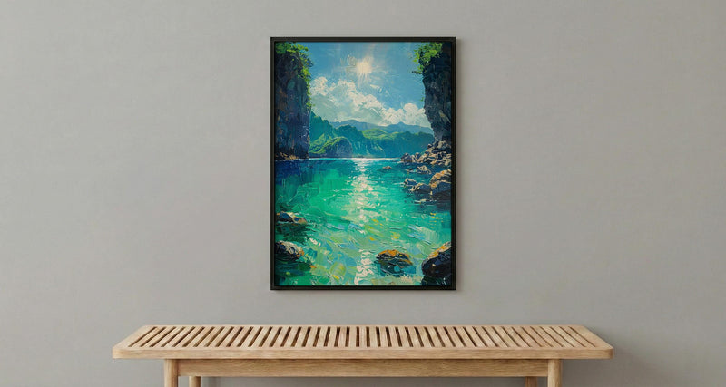 Palawan Lagoon Art Print, Emerald Water Decor - Dark Limestone