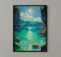 Palawan Lagoon Art Print, Emerald Water Decor - Dark Limestone