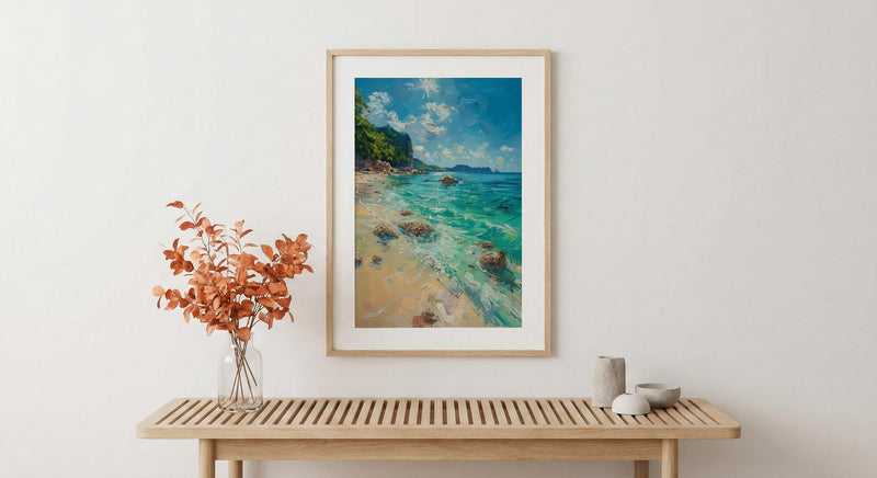 Okinawa Beach Art Print, Crystal Clear Water - Coral Reef Decor