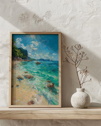 Okinawa Beach Art Print, Crystal Clear Water - Coral Reef Decor