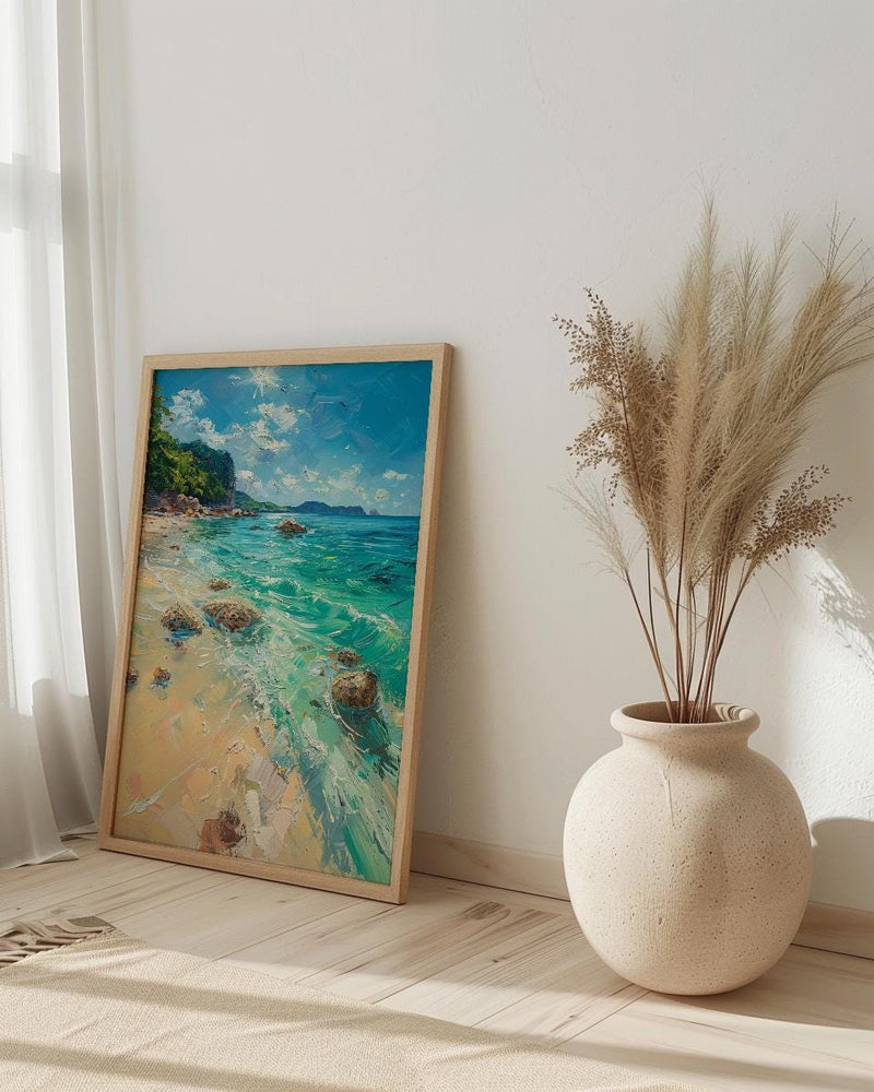 Okinawa Beach Art Print, Crystal Clear Water - Coral Reef Decor