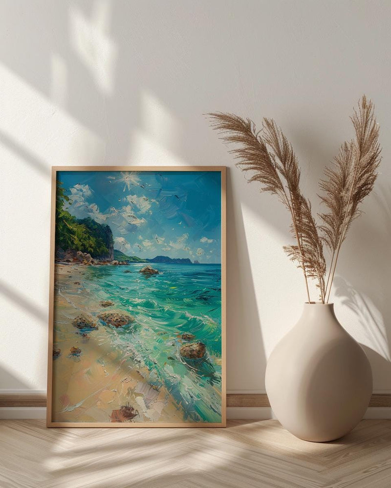 Okinawa Beach Art Print, Crystal Clear Water - Coral Reef Decor