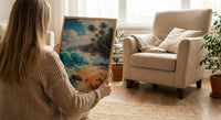 Sri Lanka Surf Wall Art, Turquoise Wave Decor - Golden Sand Beach