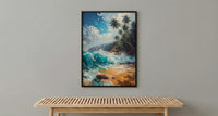 Sri Lanka Surf Wall Art, Turquoise Wave Decor - Golden Sand Beach