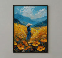 Vietnam Rice Terrace, Summer Farm Decor - Conical Hat Print