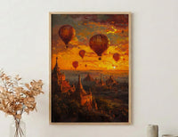Bagan Balloon Print, Ancient Temple Decor - Myanmar Sunset