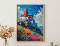 Potala Palace Art, Tibet Mountain Decor - Colorful Flag Print