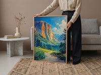 Yosemite National Park Art Print, Majestic El Capitan Nature Decor - Green Summer Valley