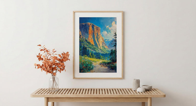 Yosemite National Park Art Print, Majestic El Capitan Nature Decor - Green Summer Valley