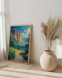 Yosemite National Park Art Print, Majestic El Capitan Nature Decor - Green Summer Valley