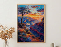 Grand Canyon Wall Art, Arizona Desert Travel Decor - Vibrant Orange Sunset Rock Formation