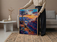 Grand Canyon Wall Art, Arizona Desert Travel Decor - Vibrant Orange Sunset Rock Formation