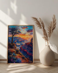 Grand Canyon Wall Art, Arizona Desert Travel Decor - Vibrant Orange Sunset Rock Formation
