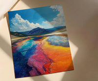 Yellowstone National Park Poster, Grand Prismatic Spring Decor - Colorful Rainbow Summer Nature Art