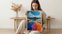 Yellowstone National Park Poster, Grand Prismatic Spring Decor - Colorful Rainbow Summer Nature Art