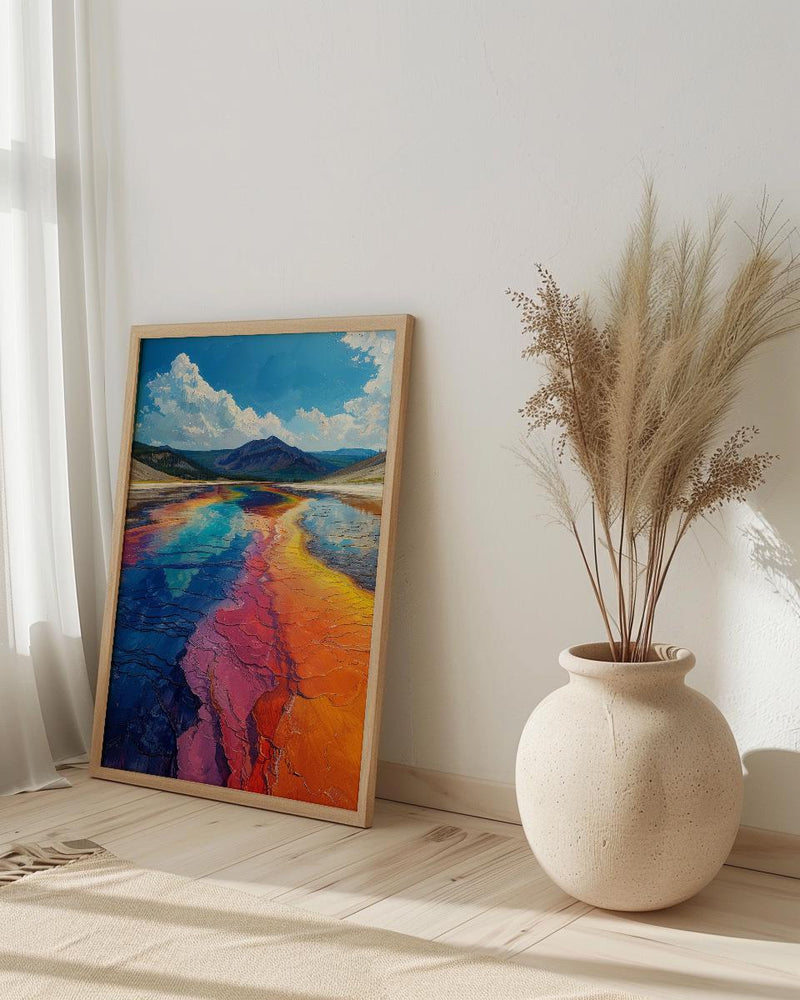 Yellowstone National Park Poster, Grand Prismatic Spring Decor - Colorful Rainbow Summer Nature Art
