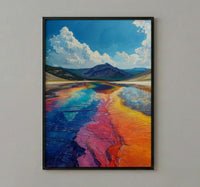 Yellowstone National Park Poster, Grand Prismatic Spring Decor - Colorful Rainbow Summer Nature Art