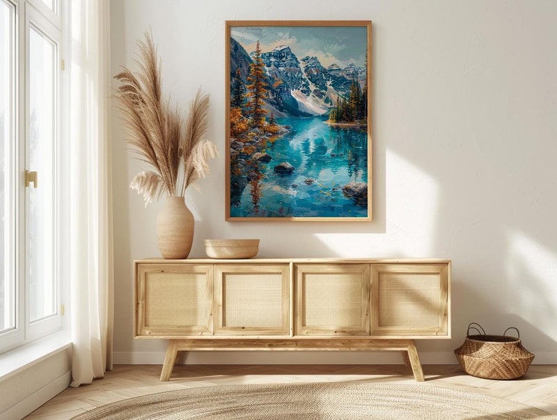 Banff Moraine Lake Art Print, Canadian Rocky Mountain Decor - Turquoise Water Summer Landscape