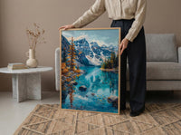 Banff Moraine Lake Art Print, Canadian Rocky Mountain Decor - Turquoise Water Summer Landscape