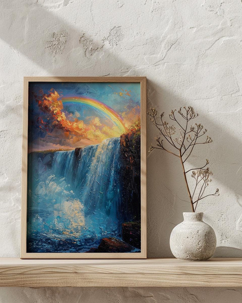 Niagara Falls Wall Art, Beautiful North America Travel Decor - Rushing Water Summer Rainbow