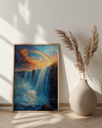 Niagara Falls Wall Art, Beautiful North America Travel Decor - Rushing Water Summer Rainbow