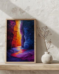 Antelope Canyon Art Print, Arizona Red Sandstone Travel Decor - Glowing Orange Light Beam