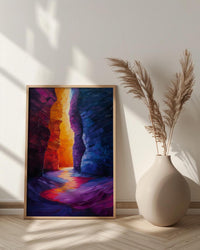 Antelope Canyon Art Print, Arizona Red Sandstone Travel Decor - Glowing Orange Light Beam