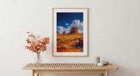 Monument Valley Wall Art, Western Desert Red Rock Decor - Bright Blue Summer Sky