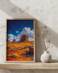 Monument Valley Wall Art, Western Desert Red Rock Decor - Bright Blue Summer Sky