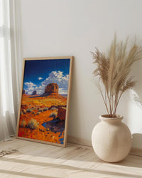 Monument Valley Wall Art, Western Desert Red Rock Decor - Bright Blue Summer Sky