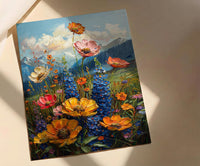 Rocky Mountain Nature Poster, Colorful Wildflower Meadow Summer Decor - Majestic Peak Landscape Art