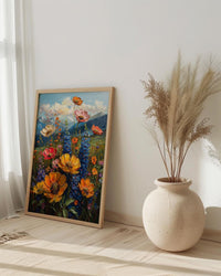 Rocky Mountain Nature Poster, Colorful Wildflower Meadow Summer Decor - Majestic Peak Landscape Art