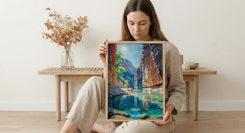 Zion National Park Wall Art, The Narrows Canyon Decor - Red Sandstone River Summer