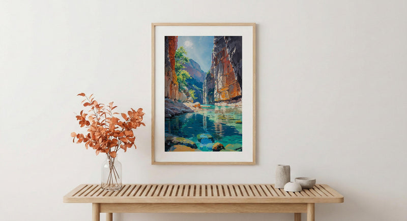 Zion National Park Wall Art, The Narrows Canyon Decor - Red Sandstone River Summer